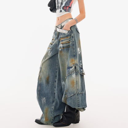 QIUQIU_STUDIO_Painted_Sickle_Vintage_Wide-leg_Jeans_Women&