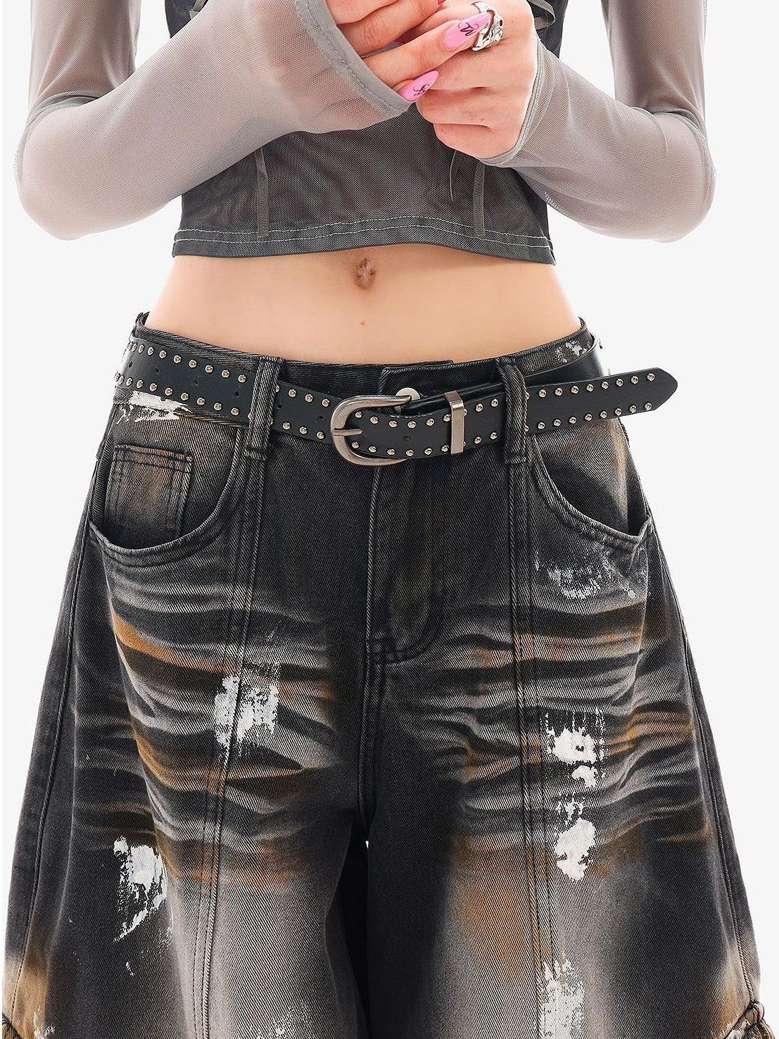 QIUQIU STUDIO Painted Sickle Vintage Wide-leg Jeans Women&