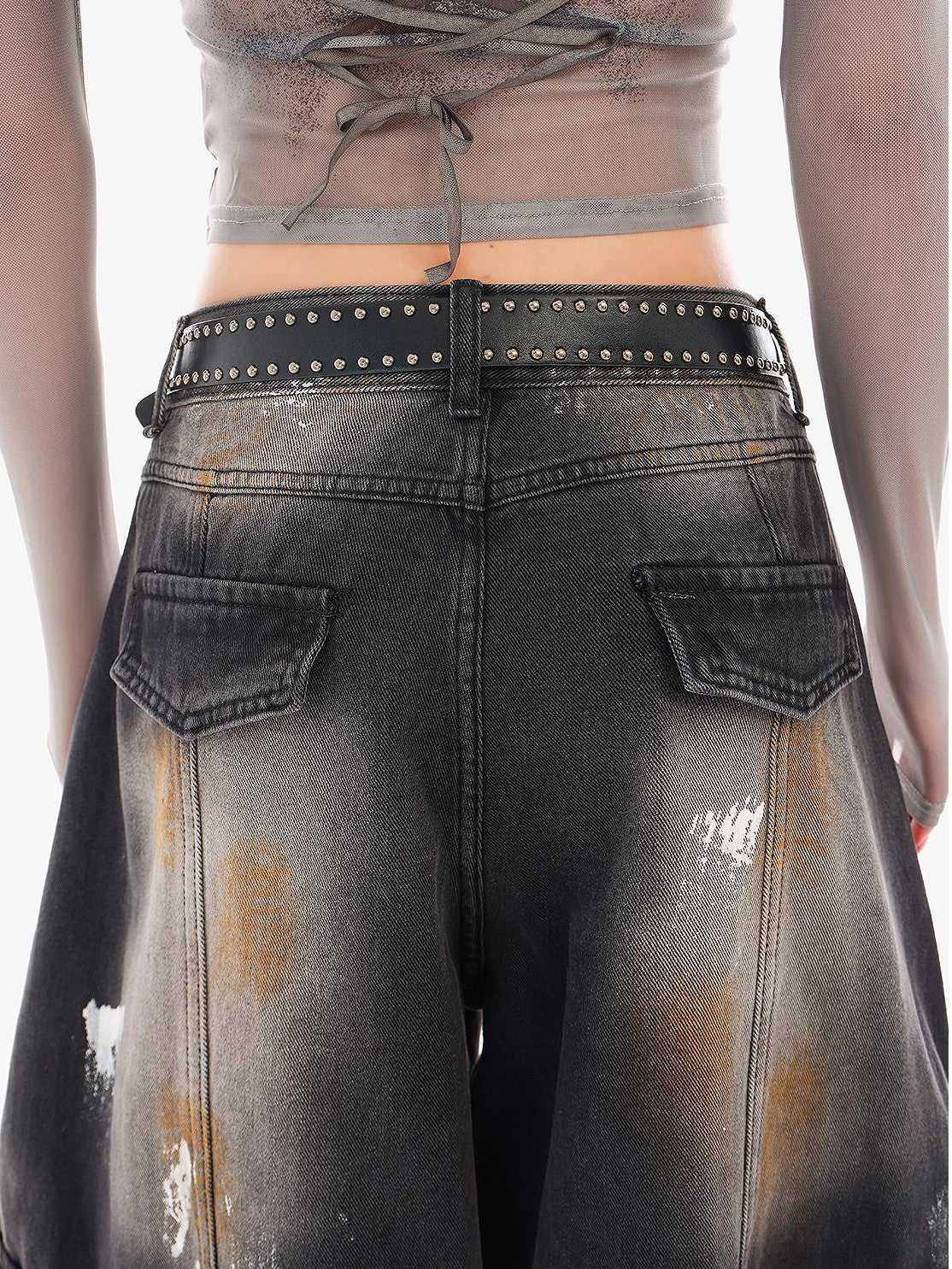 QIUQIU STUDIO Painted Sickle Vintage Wide-leg Jeans Women&