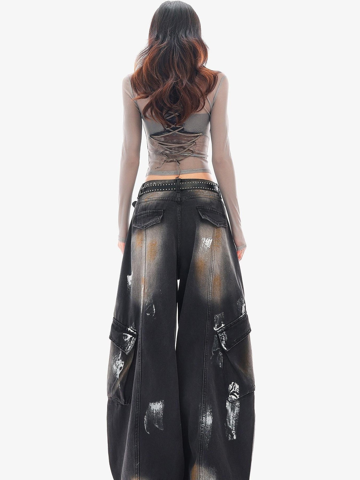 QIUQIU STUDIO Painted Sickle Vintage Wide-leg Jeans Women&