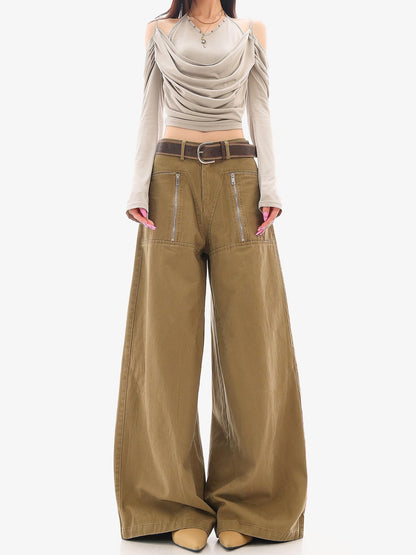 QIUQIU STUDIO Patchwork Pocket Wide Leg Women&