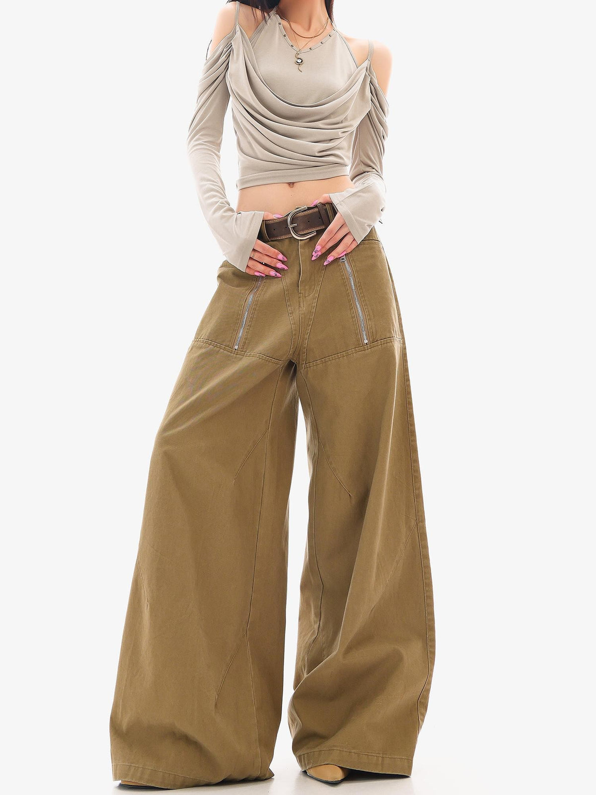 QIUQIU STUDIO Patchwork Pocket Wide Leg Women&