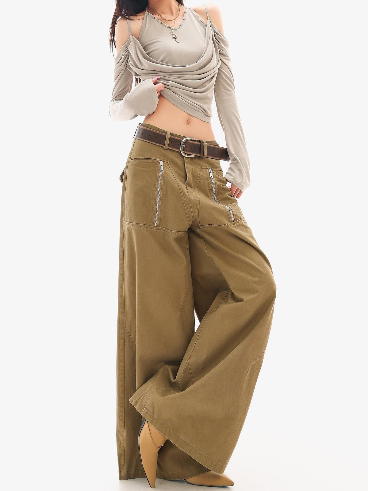 QIUQIU STUDIO Patchwork Pocket Wide Leg Women&