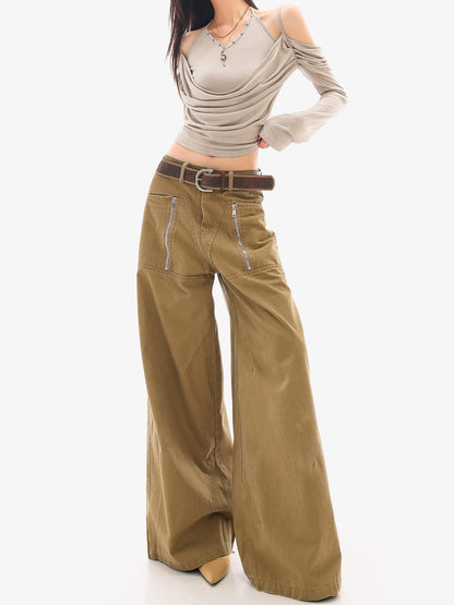 QIUQIU STUDIO Patchwork Pocket Wide Leg Women&