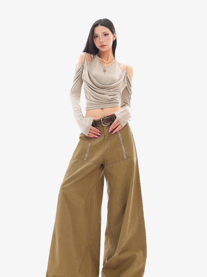 QIUQIU STUDIO Patchwork Pocket Wide Leg Women&