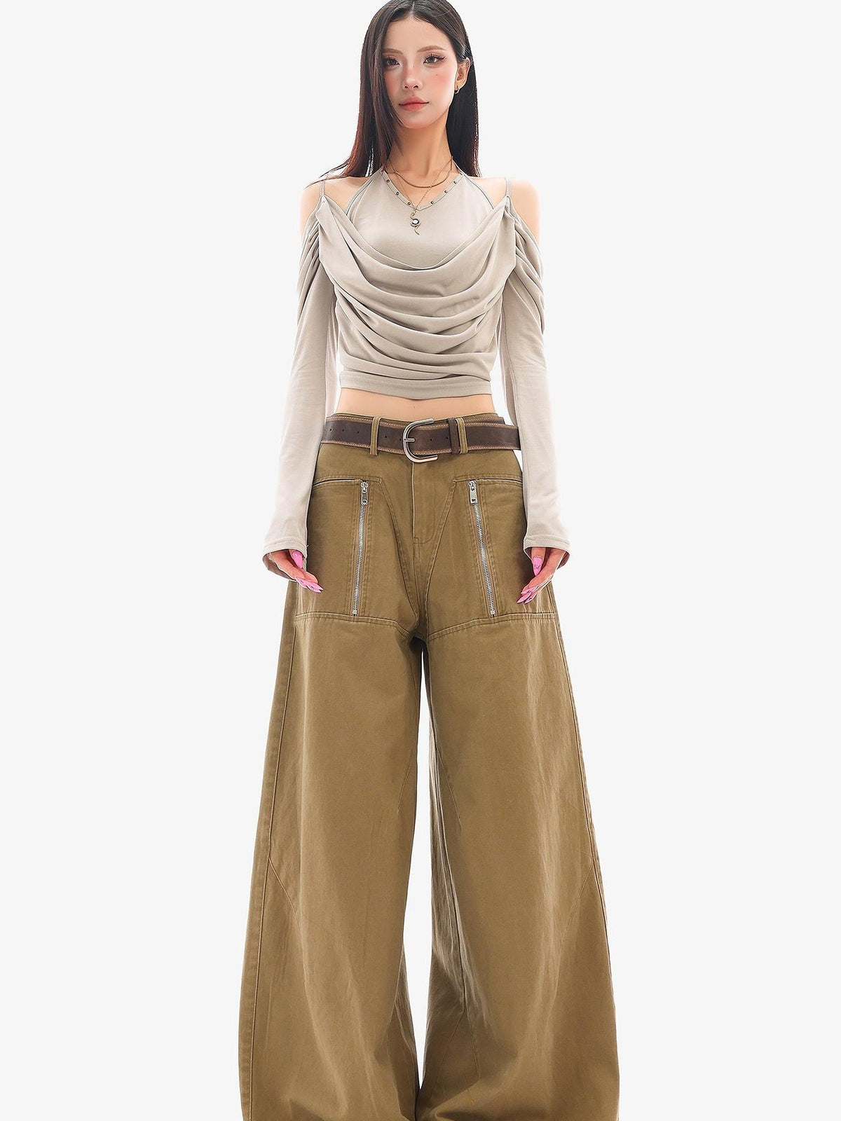 QIUQIU STUDIO Patchwork Pocket Wide Leg Women&