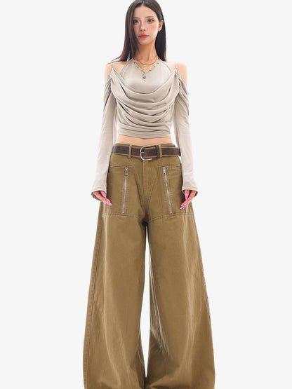 QIUQIU STUDIO Patchwork Pocket Wide Leg Women&