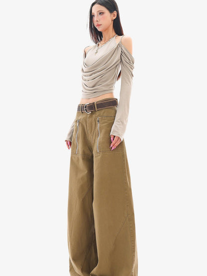 QIUQIU STUDIO Patchwork Pocket Wide Leg Women&