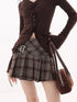 QIUQIU_STUDIO_Plaid_A_Line_Gathered_College_Women&