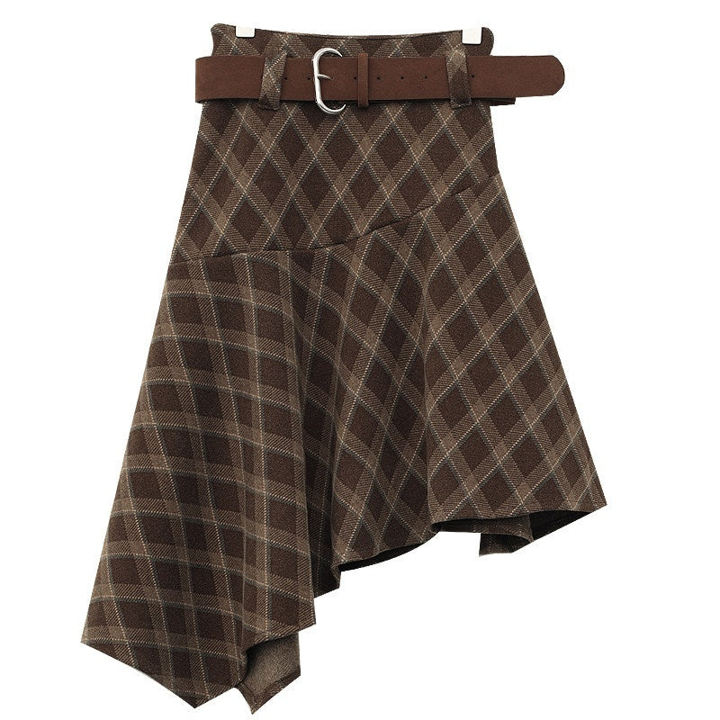 QIUQIU_STUDIO_Plaid_Asymmetric_Irregular_A_Line_Women&