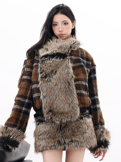 QIUQIU STUDIO Plaid Colorblock Reversible Patchwork Women&