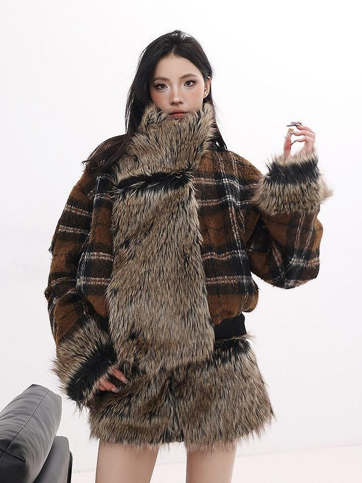 QIUQIU STUDIO Plaid Colorblock Reversible Patchwork Women&