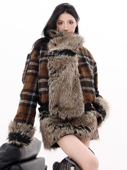 QIUQIU STUDIO Plaid Colorblock Reversible Patchwork Women&