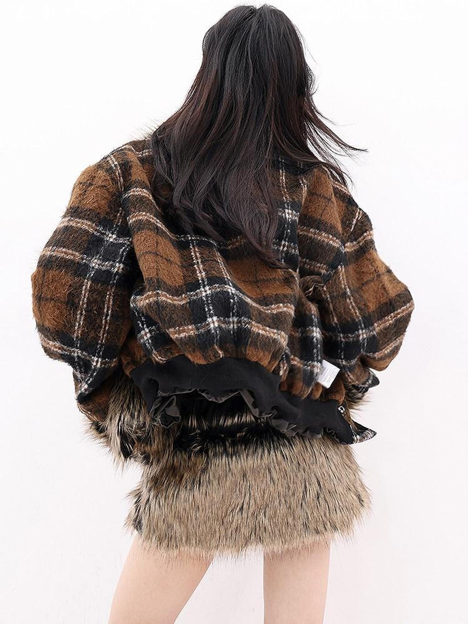 QIUQIU STUDIO Plaid Colorblock Reversible Patchwork Women&