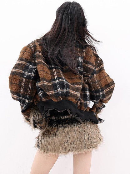 QIUQIU STUDIO Plaid Colorblock Reversible Patchwork Women&