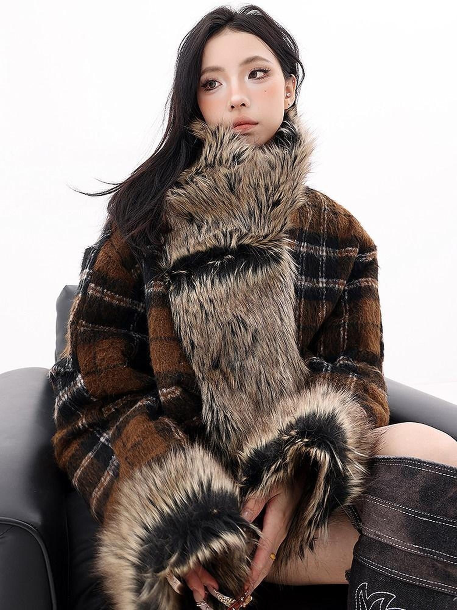 QIUQIU STUDIO Plaid Colorblock Reversible Patchwork Women&