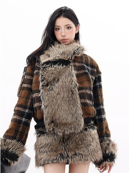 QIUQIU STUDIO Plaid Colorblock Reversible Patchwork Women&