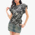 QIUQIU_STUDIO_Plaid_Irregular_Hem_Ruched_Puff_Sleeve_Crew_Neck_Women&