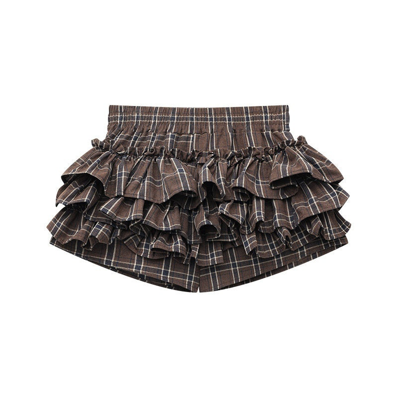 QIUQIU_STUDIO_Plaid_Ribbon_Tie_Elastic_Waist_Skort_Women&