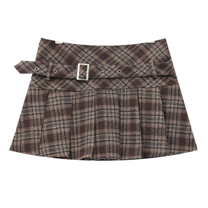 QIUQIU_STUDIO_Plaid_Tweed_Pleated_A_Line_Women&