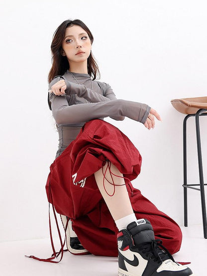 QIUQIU STUDIO Pleated Asymmetric Parachute Cargo Women&