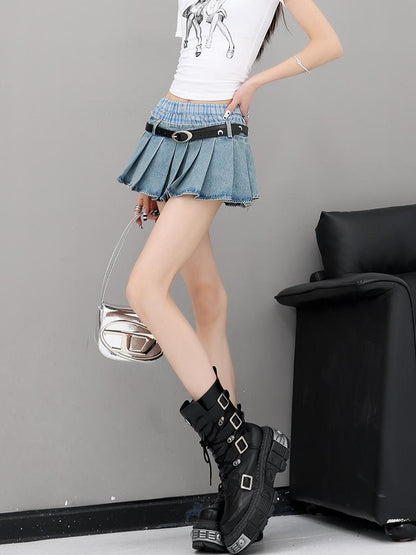 QIUQIU STUDIO Pleated Denim Dual Waistband Women&