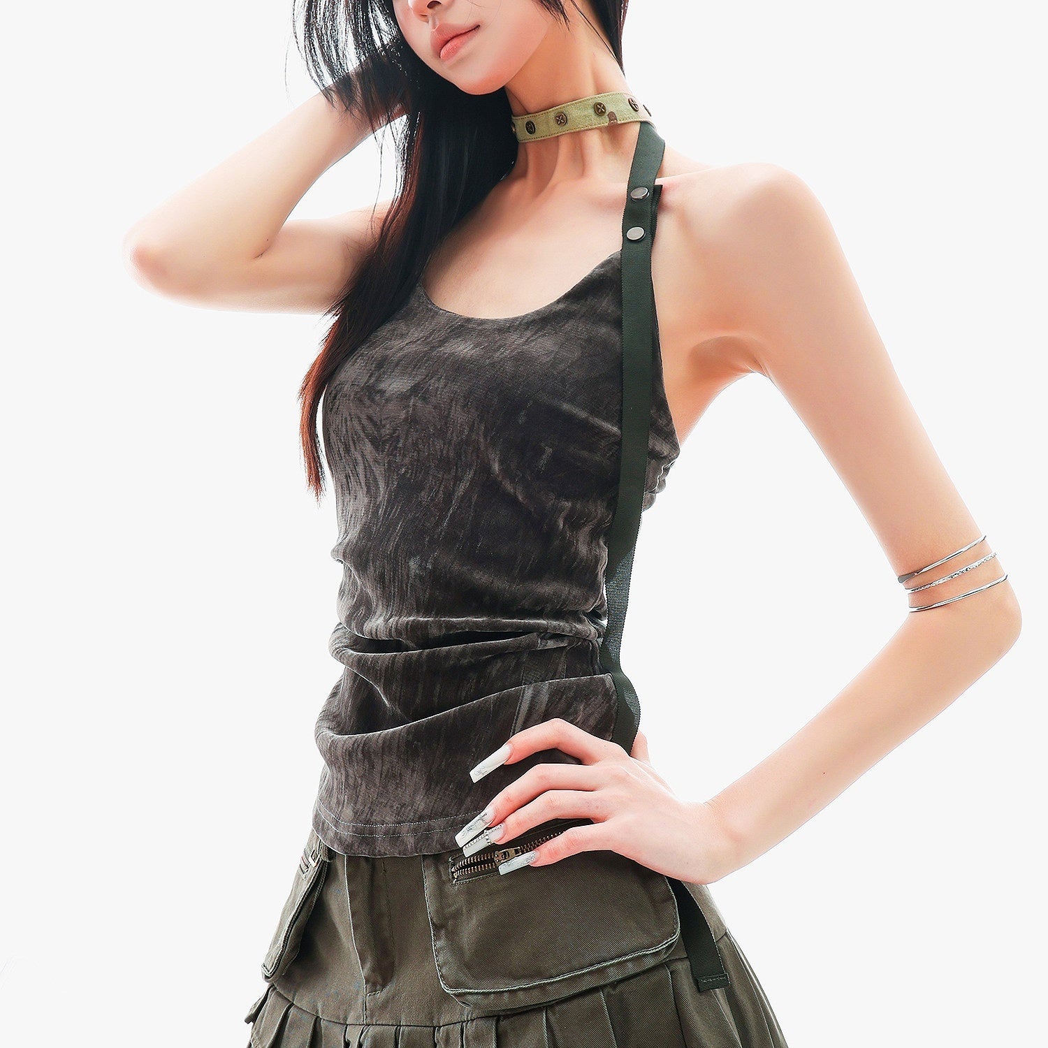 QIUQIU_STUDIO_Plush_Backless_U_Neck_Waist_Cinch_Slim_Fit_Women&
