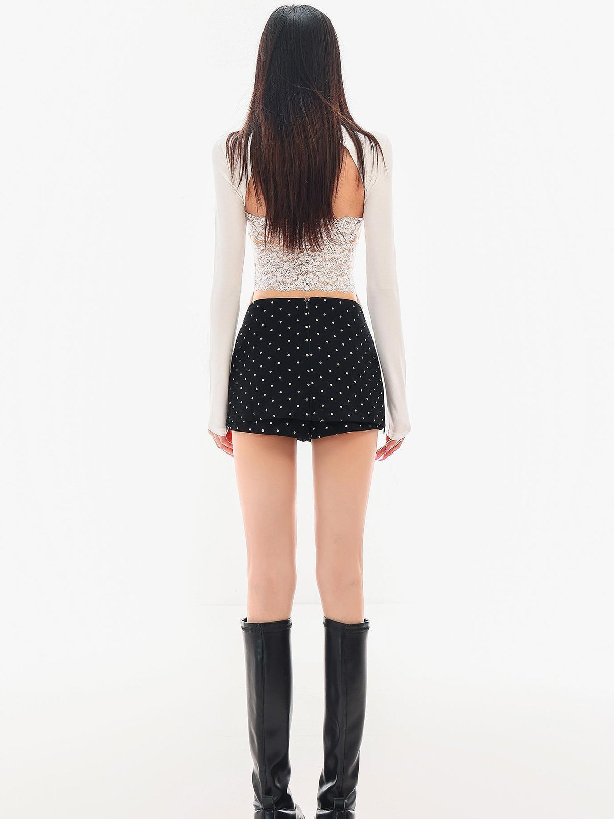 QIUQIU STUDIO Polka Dot Side Slit A Line Women&