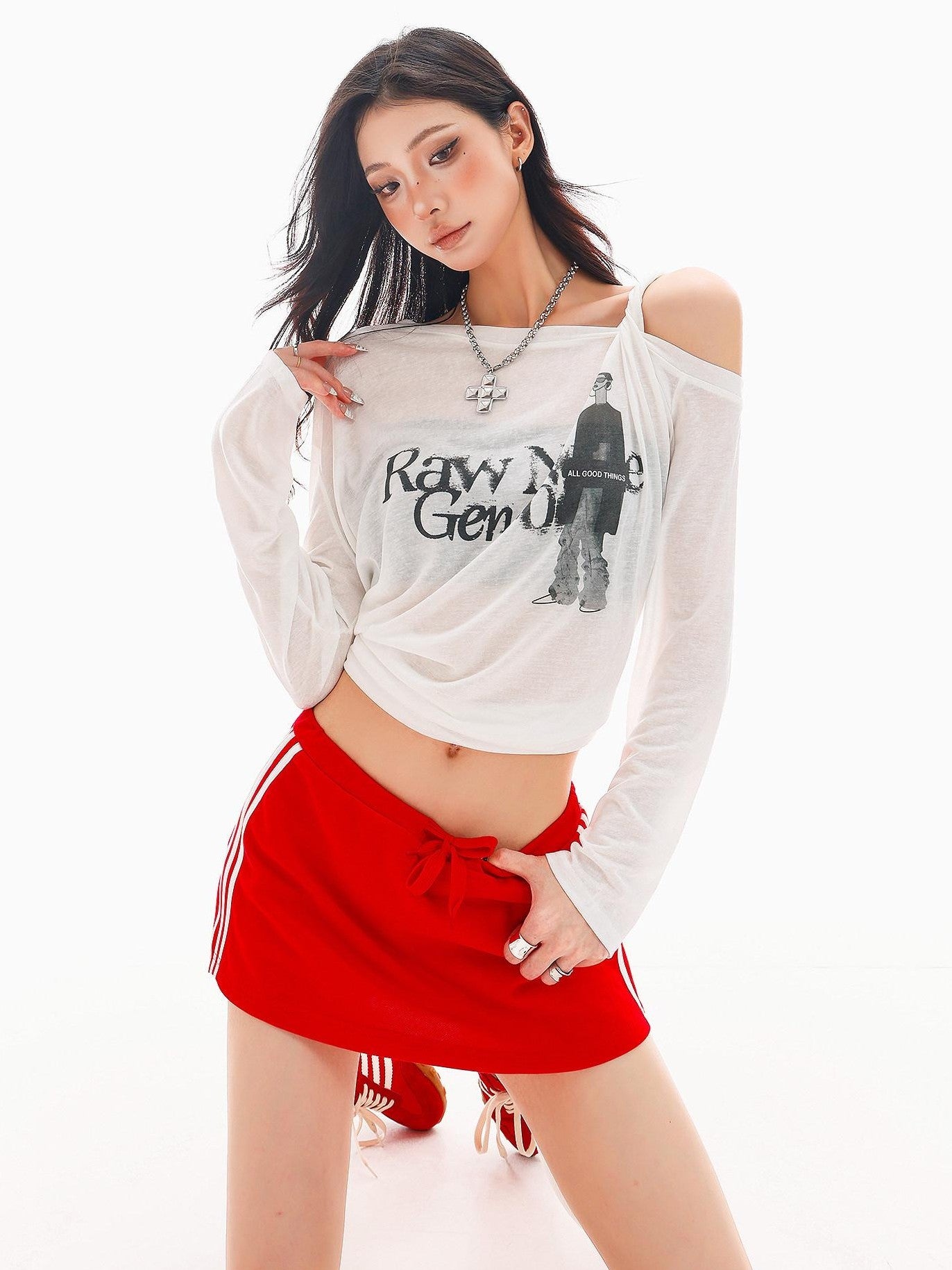 QIUQIU STUDIO Portrait Print Asymmetric Sheer Loose Women&
