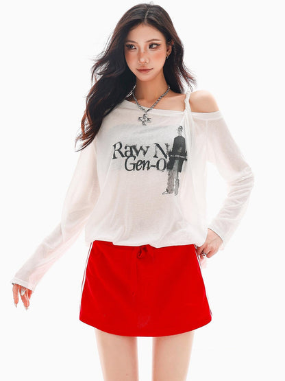 QIUQIU STUDIO Portrait Print Asymmetric Sheer Loose Women&