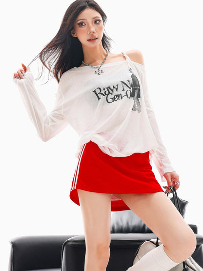 QIUQIU STUDIO Portrait Print Asymmetric Sheer Loose Women&