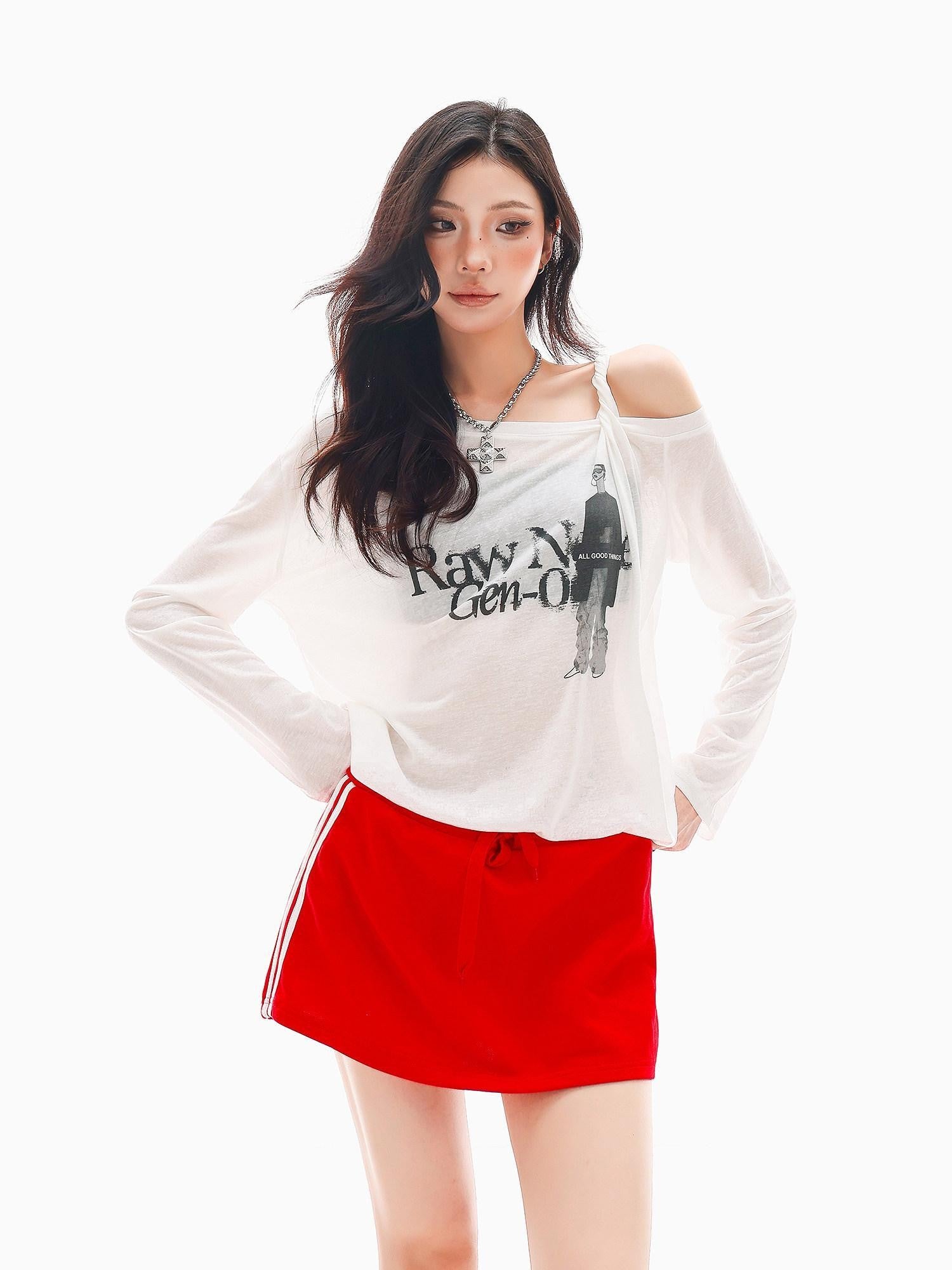 QIUQIU STUDIO Portrait Print Asymmetric Sheer Loose Women&