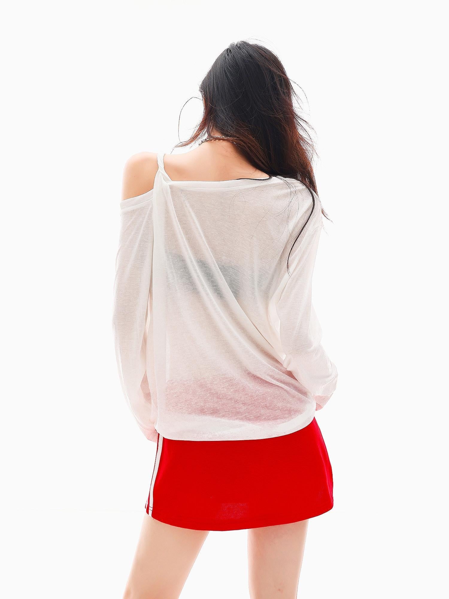 QIUQIU STUDIO Portrait Print Asymmetric Sheer Loose Women&