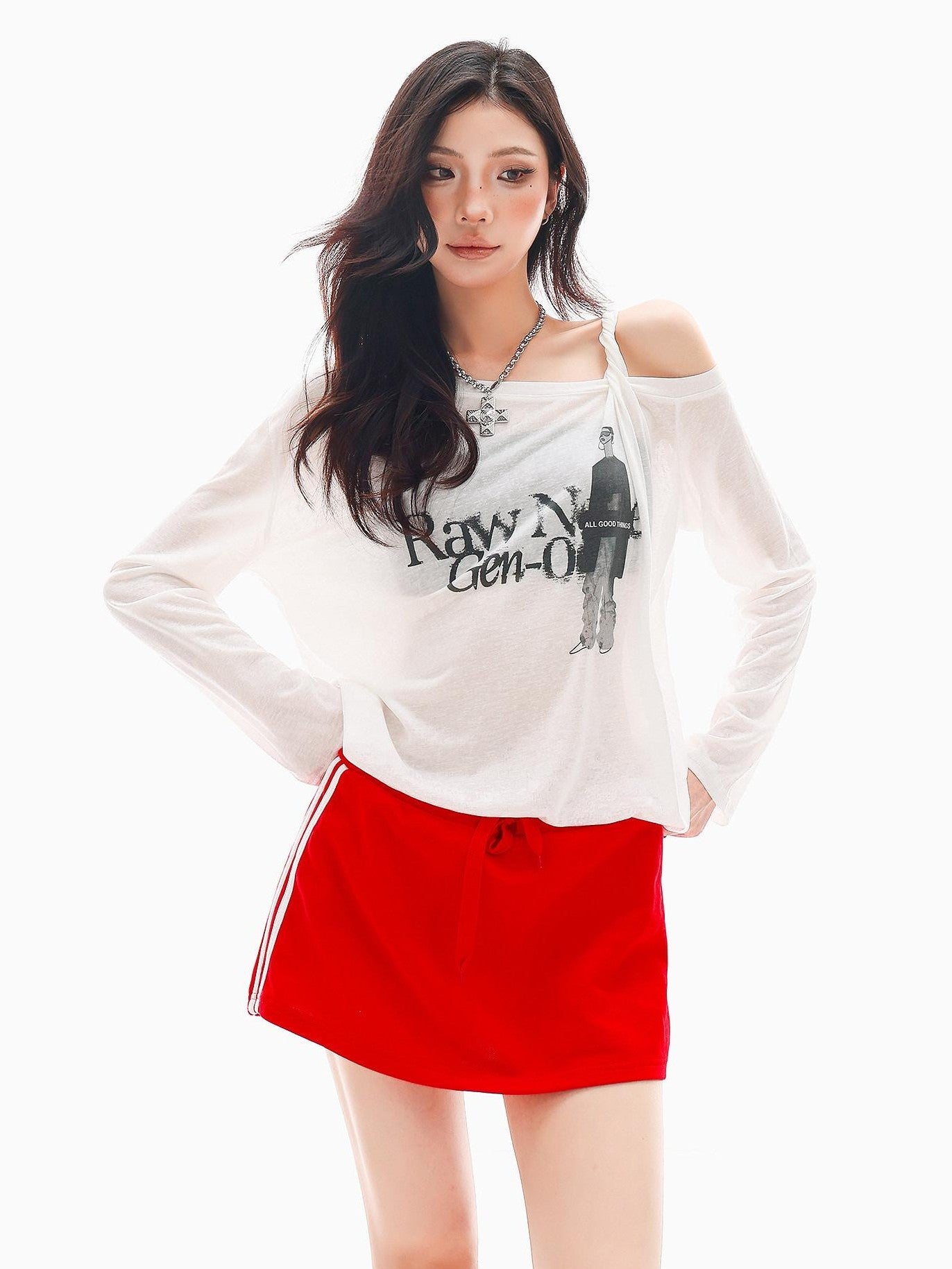 QIUQIU STUDIO Portrait Print Asymmetric Sheer Loose Women&