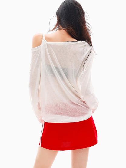QIUQIU STUDIO Portrait Print Asymmetric Sheer Loose Women&