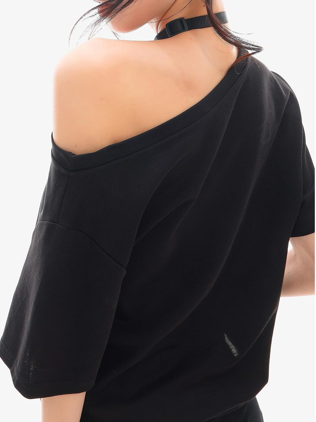 QIUQIU STUDIO Portrait Print Asymmetric Shoulder Loose Fit Women&