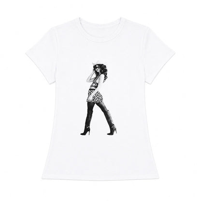QIUQIU_STUDIO_Portrait_Print_Crew_Neck_Slim_Waist_Women&