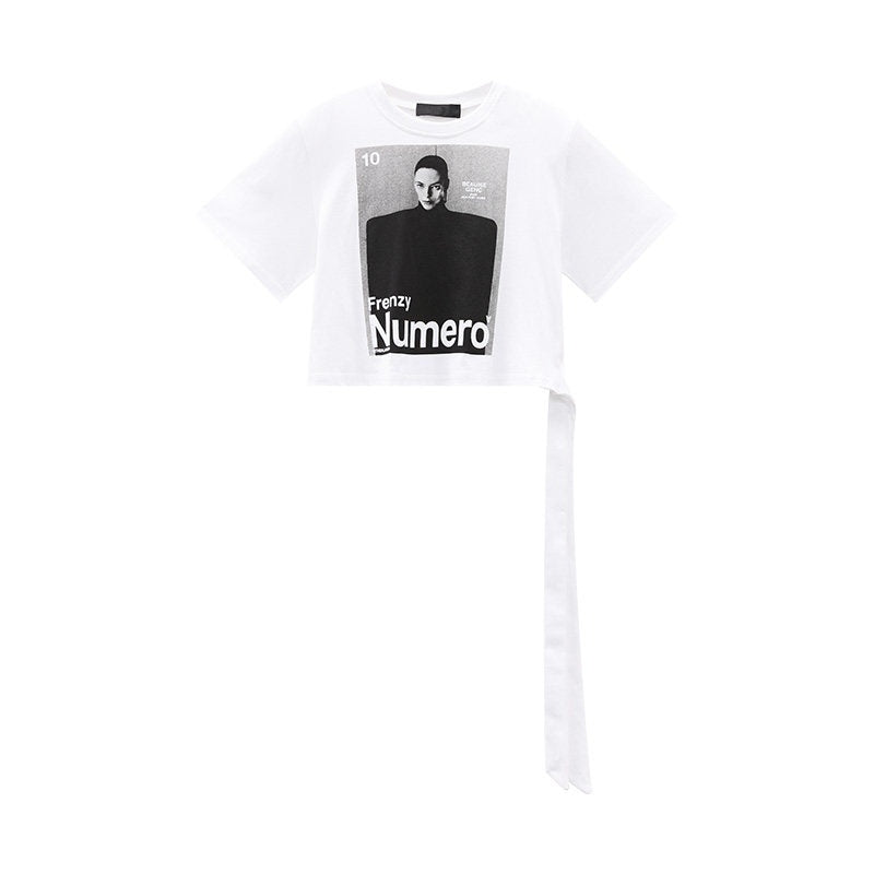 QIUQIU_STUDIO_Portrait_Print_Tie_Front_Round_Neck_Slim_Fit_Women&