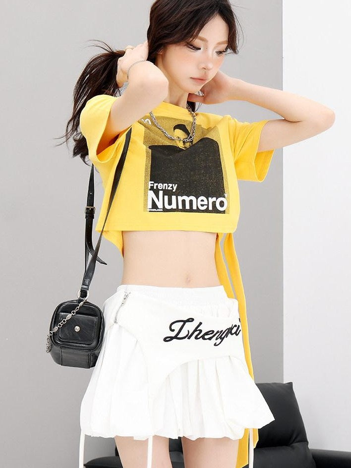QIUQIU STUDIO Portrait Print Tie Front Round Neck Slim Fit Women&