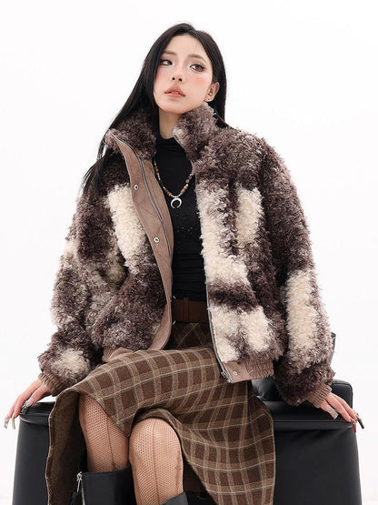 QIUQIU STUDIO Printed Cropped Stand Collar Quilted Women&