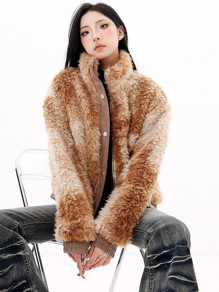QIUQIU STUDIO Printed Cropped Stand Collar Quilted Women&