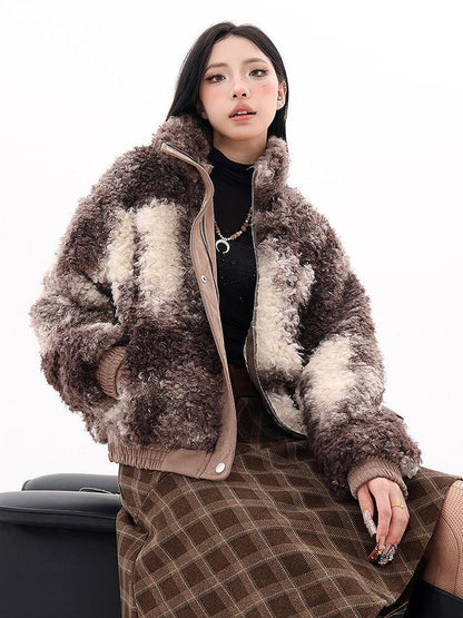 QIUQIU STUDIO Printed Cropped Stand Collar Quilted Women&