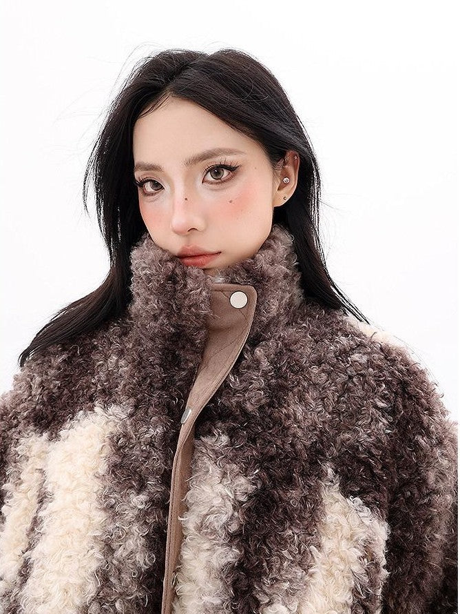 QIUQIU STUDIO Printed Cropped Stand Collar Quilted Women&