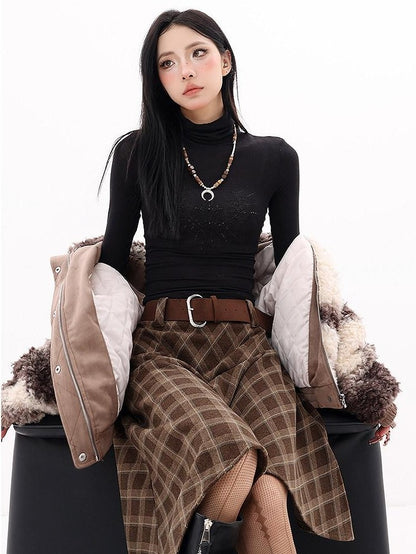 QIUQIU STUDIO Printed Cropped Stand Collar Quilted Women&