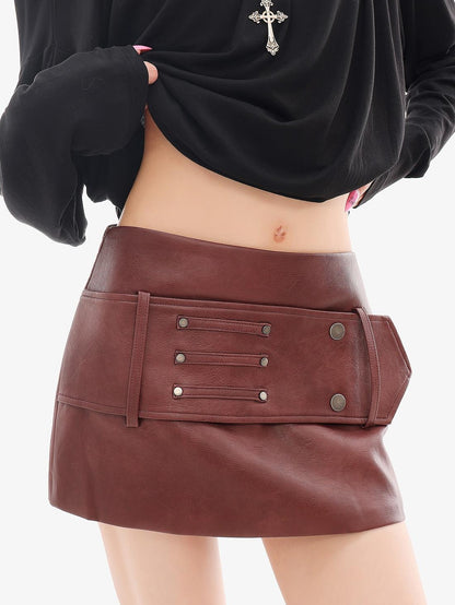 QIUQIU STUDIO Pu Leather Bodycon A Line Women&