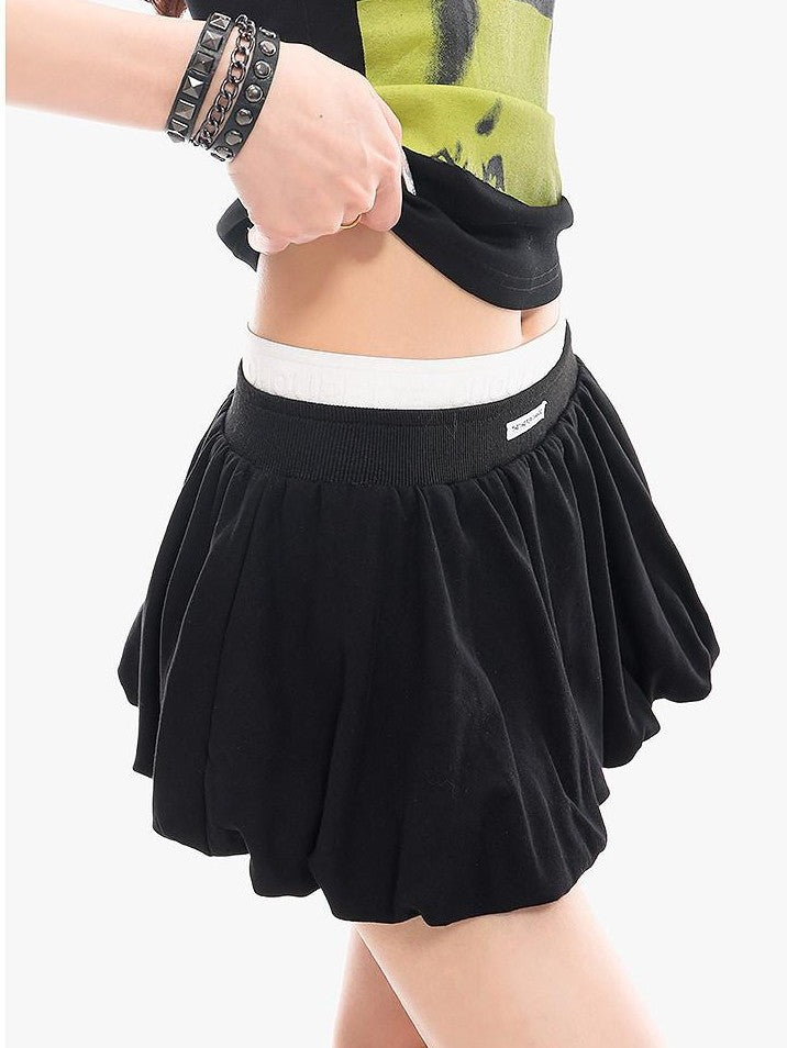 QIUQIU STUDIO Puff A Line Colorblock Patchwork Double Waistband Women&