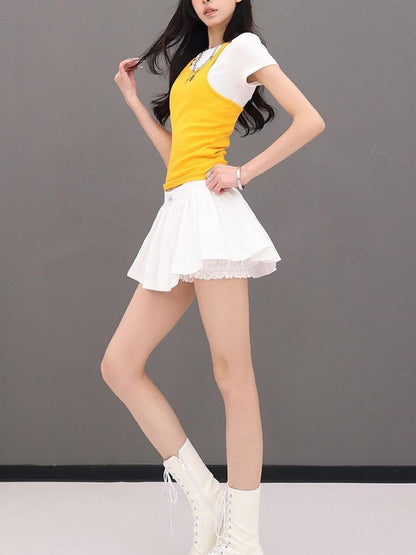 QIUQIU STUDIO Puff A Line Panel Anti Exposure Anti Static Elastic Waist Women&