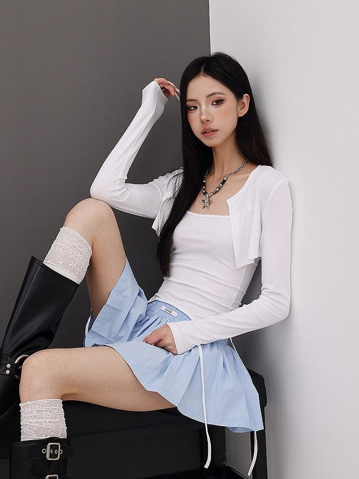 QIUQIU STUDIO Puff A Line Panel Anti Exposure Anti Static Elastic Waist Women&