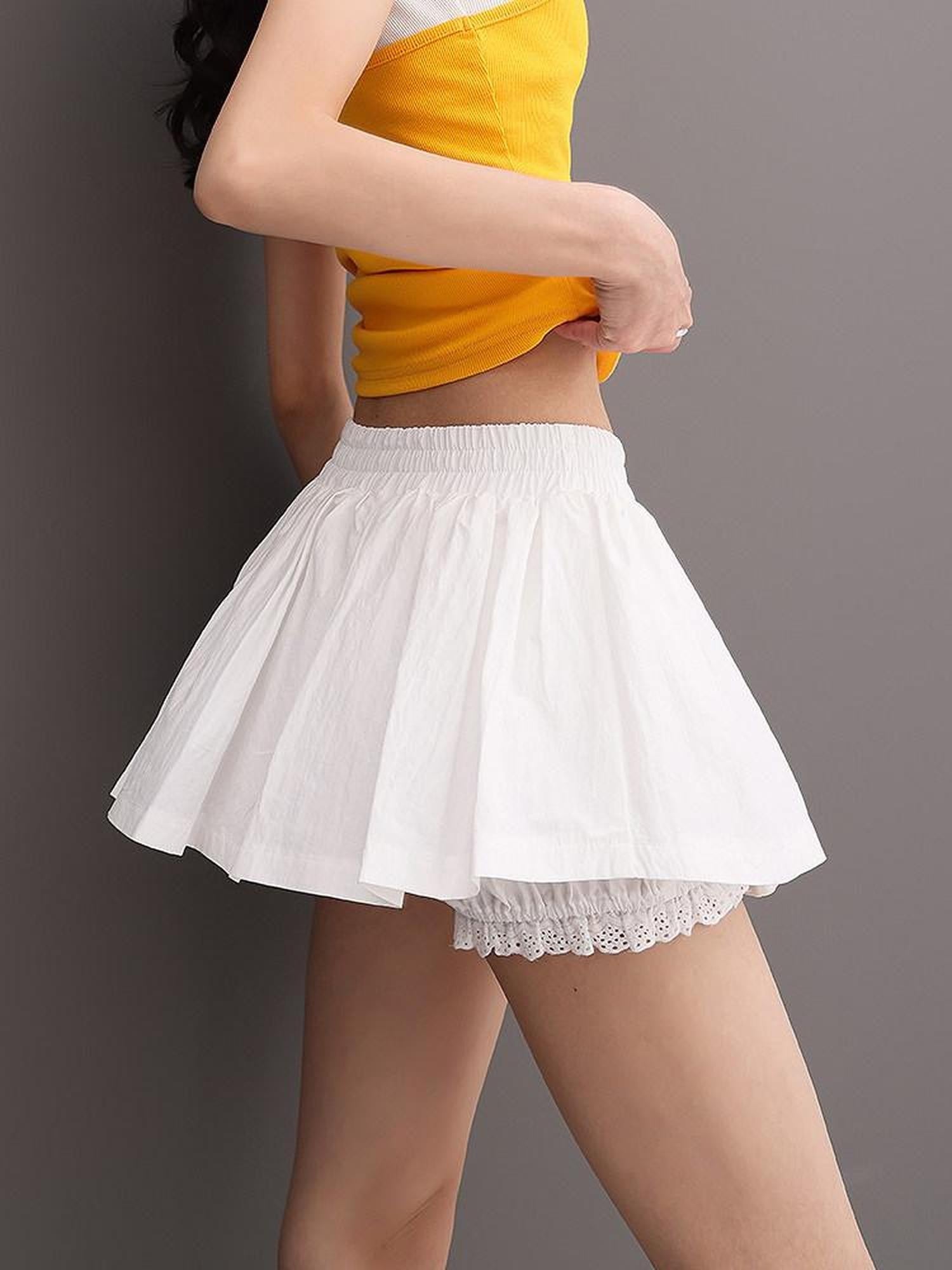 QIUQIU STUDIO Puff A Line Panel Anti Exposure Anti Static Elastic Waist Women&