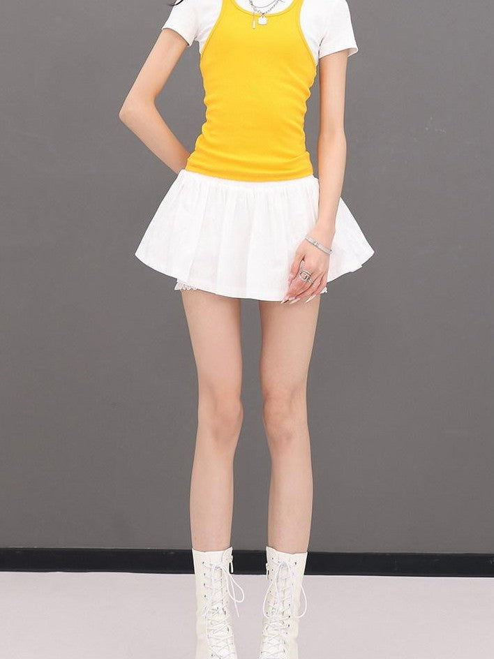 QIUQIU STUDIO Puff A Line Panel Anti Exposure Anti Static Elastic Waist Women&